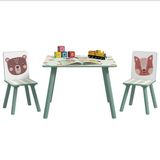 ZONEKIZ Kindertafel en -stoelenset - Hout - 60x60x44cm - Groen