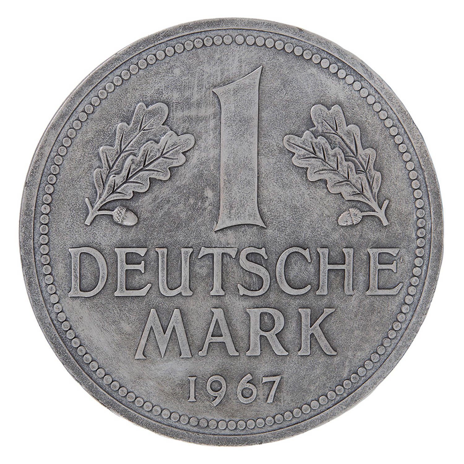 Clayre & Eef Wanddecoratie Ø 20x2 cm Zilverkleurig Kunststof Rond Muurdecoratie Wandversiering