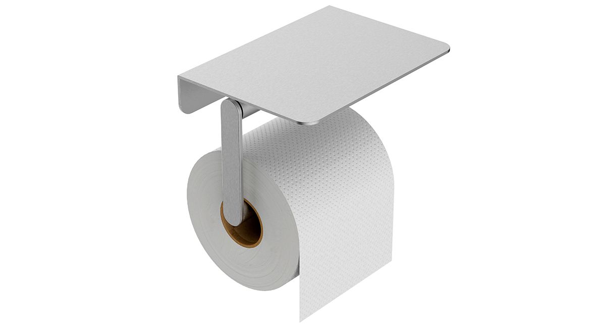 Wiesbaden Alonzo Toilet Roll Holder with Shelf Brushed Stainless Steel