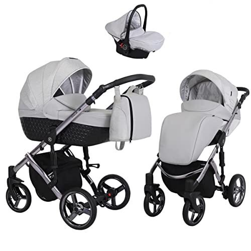 Lux4Kids Kinderwagen Buggy 3-in-1 2-in-1 Isofix selectie Tiara Gold by Black Silver S05 3-in-1 met babyzitje