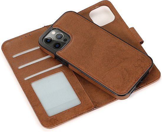 Mobiq - Magnetische 2-in-1 Wallet Case iPhone 14 Pro Max - bruin