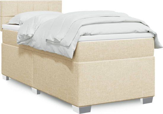 vidaXL Boxspring met matras stof crèmekleurig 90x190 cm