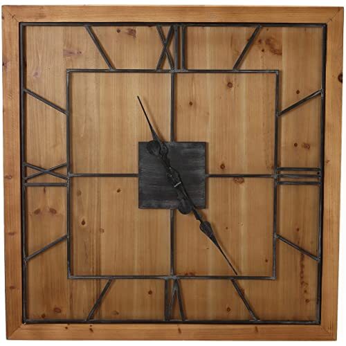 Hill Interiors Williston Vierkante houten wandklok, gemengd, 60 x 5 x 3,64 cm