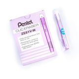 Pentel Clic Eraser ZE81 Rechthoekige navulbare gum, paars, transparant, 12 stuks