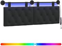 vidaXL Hangend hoofdbord Met LED-verlichting Zwart Stof