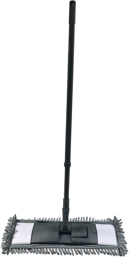 MSV Draaimop met Microvezel Kop - Mop met Draaiende Kop en Verstelbare Steel - Zwabber 68x120 cm - Zwart