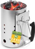 Merkloos Houtskoolschoorsteenstarter voor Barbecue - Snelle Ontsteking met Veiligheidshandgrepen en Ventilatiegaten