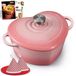 Overmont Geëmailleerde gietijzeren Nederlandse oven - hartvormige braadpan met deksel - 2QT mini-pot, ovenbestendig tot 400 graden Fahrenheit voor het bakken van brood, soepen en stoofschotels
