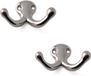 Merkloos Luxe Kapstokhaken/Jashaken - 4x - Messing Verchroomd - Dubbele Haak - 3,8 x 7,4 cm
