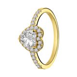 Lucardi Dames Zilveren goldplated ring hart met zirkonia