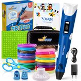 TinyPlay 3D Pen Starterspakket XXL – 3D tekenen - 100m Vullingen PLA Filament 1.75 mm – 3d pennen tekenset - Voor kinderen - Sjablonen boek - Opbergcase en tekenmat – Marineblauw