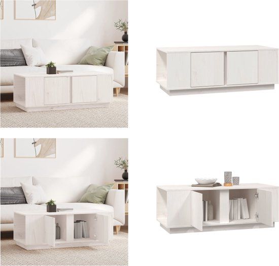 vidaXL Salontafel 110x50x40 cm massief grenenhout wit