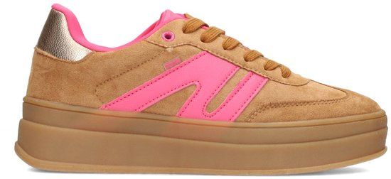 POSH by Poelman NOË Dames Sneakers - Beige Met Roze Combinatie