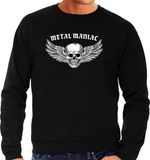 Bellatio Decorations Rock Maniac sweater zwart voor heren - rocker / punker / fashion trui - outfit S