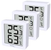 WS9425 Set van 3 witte hygrometer thermometers met magnetische houder en 3 thermometers WS9425 in verpakking