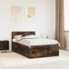 vidaXL Bedframe met hoofdeinde Rook Eiken 135 x 190 cm Bewerkt hout