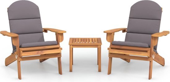 vidaXL 3-delige Loungeset Adirondack massief acaciahout