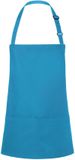 Karlowsky Korte schort met bib turquoise effen stof 60x75 cm