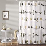 Lush Decor Rowley Birds douchegordijn, geel en grijs, 183 cm B x 183 cm L (Pack van 1)