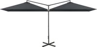 vidaXL Parasol double avec mât en acier 600x300 cm anthracite