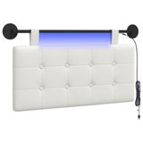 vidaXL - Hangend hoofdbord met LED-verlichting - Wit - Kunstleer