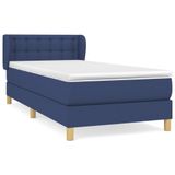 vidaXL Boxspringbed met matras, stof, blauw, 90x200 cm