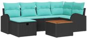 vidaXL Tuinbank - Set - 7-delig - Zwart - Polyrattan