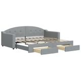 vidaXL Slaapbank onderschuifbed lades 100x190 cm stof lichtgrijs (VS)