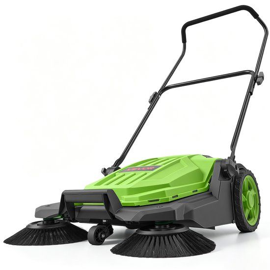 VEVOR Handveegmachine, Handveegmachine met een Werkbreedte van 650 mm, een Opvangbak van 18,9 Liter en een Verstelbare, Inklapbare Handgreep, Vloerreinigingsmachine voor Erven, Looppaden, Terrassen en Garages – Groen