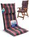 Beautissu HighLux HL Coussin de jardin coussin d'assise à dossier haut 120x50cm Set de 2 coussins de chaise pour chaises de jardin 7cm d'épaisseur Gris-Rouge à carreaux Fabriqué dans l'UE