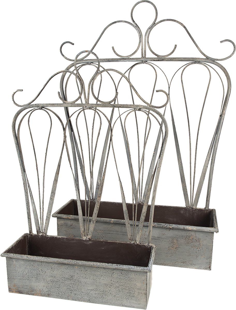 Clayre & Eef Planthouder 49*15*70 cm /38*12*55 cm Grijs Ijzer Rechthoek