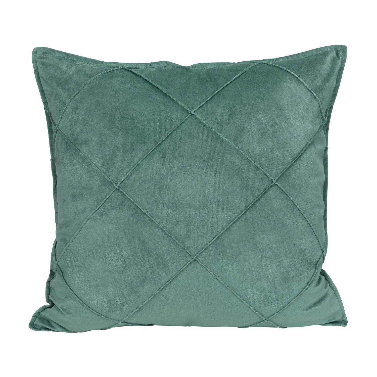 QUVIO sierkussen gevuld met ruit patroon - 50 x 50 cm - fluweel - groen