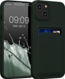 kwmobile telefoonhoesje geschikt voor Apple iPhone 14 - Hoesje met pasjeshouder - TPU case in donkergroen