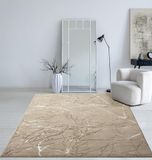 Mia's Teppiche Cielo Modern dicht laagpolig tapijt voor woonkamer en slaapkamer, elegante glans, glansvezel, hoog-laag-effect, veer, beige, 80 x 150 cm