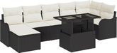 vidaXL Tuinbank Set 8-delig Zwart Polyrattan