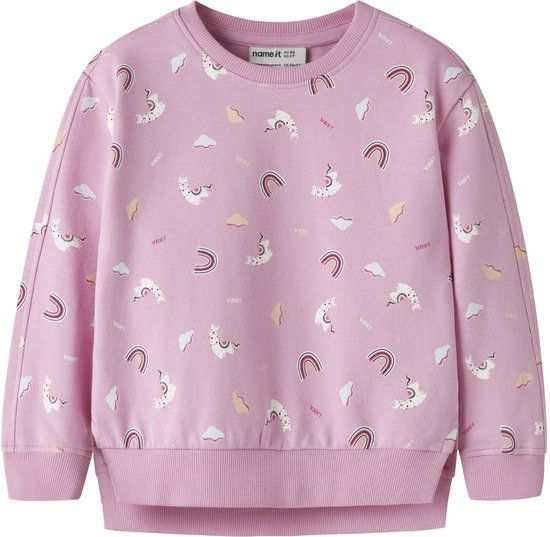 NAME IT Meisjes Sweater Begonia Pink Katoen Ronde hals Lange mouw Regular Fit - Maat 104
