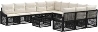vidaXL Tuinbank - Set - 12 zitplekken - Zwart - Polyrattan