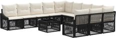 vidaXL Tuinbank - Set - 12 zitplekken - Zwart - Polyrattan
