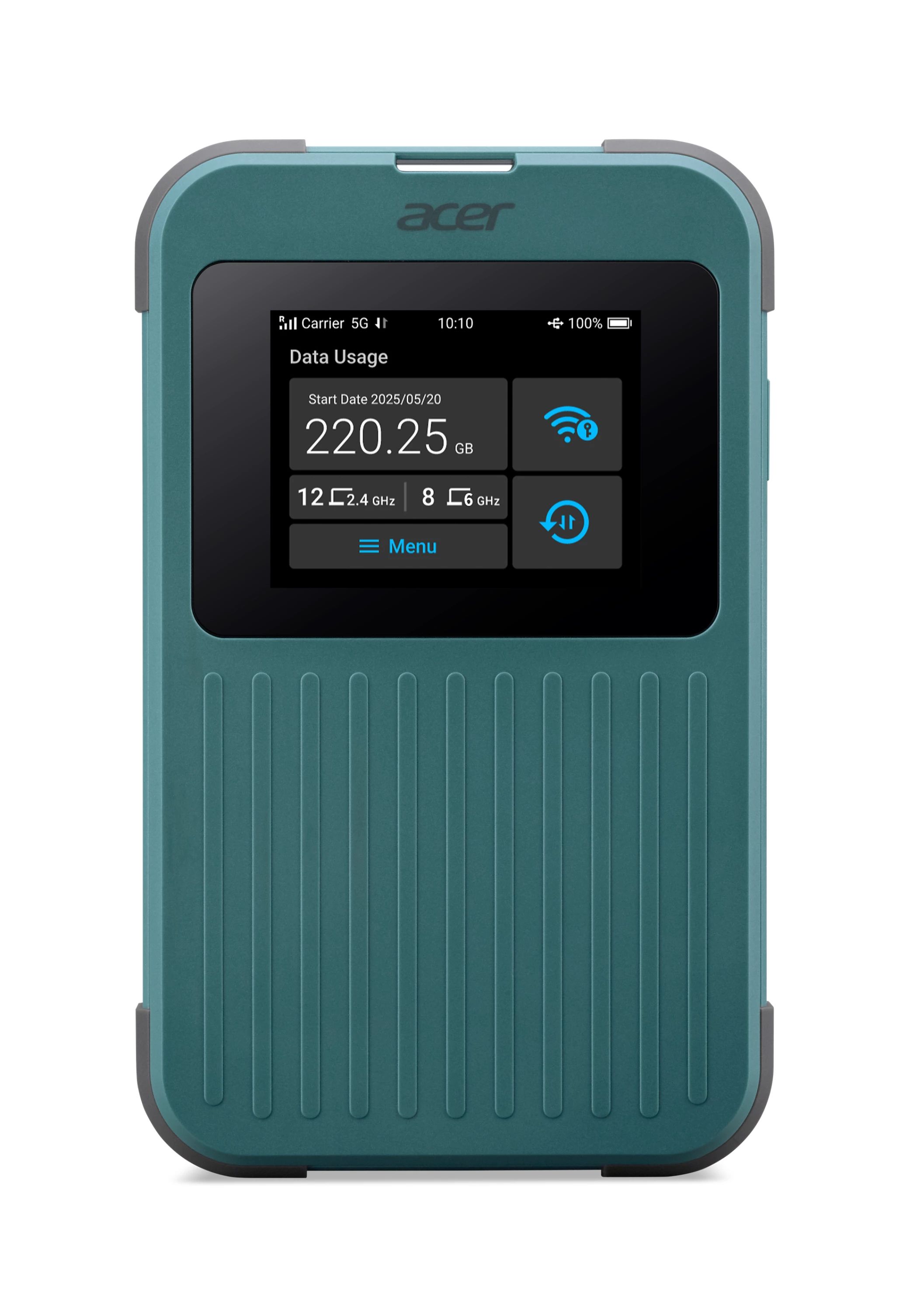 Acer Connect M4E - 5G Portable Router - Wi-Fi 6 - Dual-band - Nano SIM + eSIM - 1GB RAM - MediaTek MT8791 - 8000mAh Battery - IP68 - Touchscreen