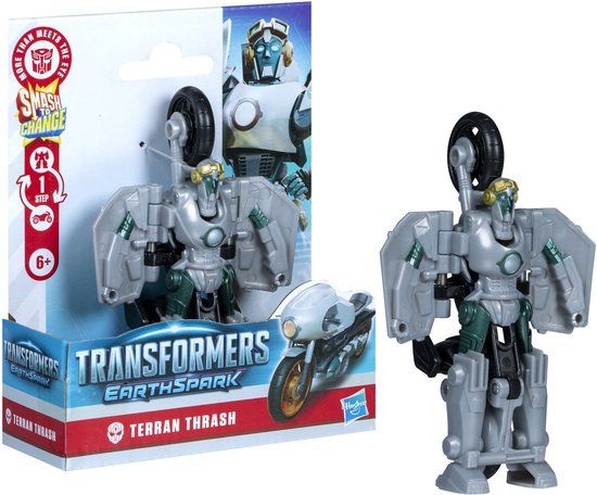 Transformers EarthSpark 1-Step Smash Changers Terran Thrash Actiefiguur