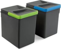 Emuca Recyclingcontainers voor keukenlade, hoogte 216 mm, 2x6L, Antracietgrijs