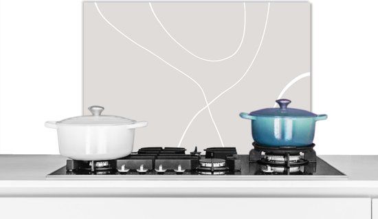 KitchenYeah Spatscherm keuken - Line art - Abstract - Minimalisme - Pastel - 70x50 cm - Aluminium