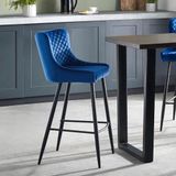 Julian Bowen Luxe Fluwelen Barkruk - Blauw