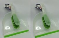 Merkloos 2x Stoffer en blik wit/groen 32 cm - Kunststof - Merkloos