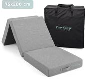 CozySense® Opvouwbare Matras 75x200 cm – Logeermatras – Vouwmatras – Gel Traagschuim – Afneembare Hoes & Draagtas – 15 cm Dik – Medium