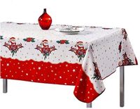 PROMO LINGE Kersttafelkleed, rechthoekig, rond, vuilafstotend, kerstman (150 x 240 cm)