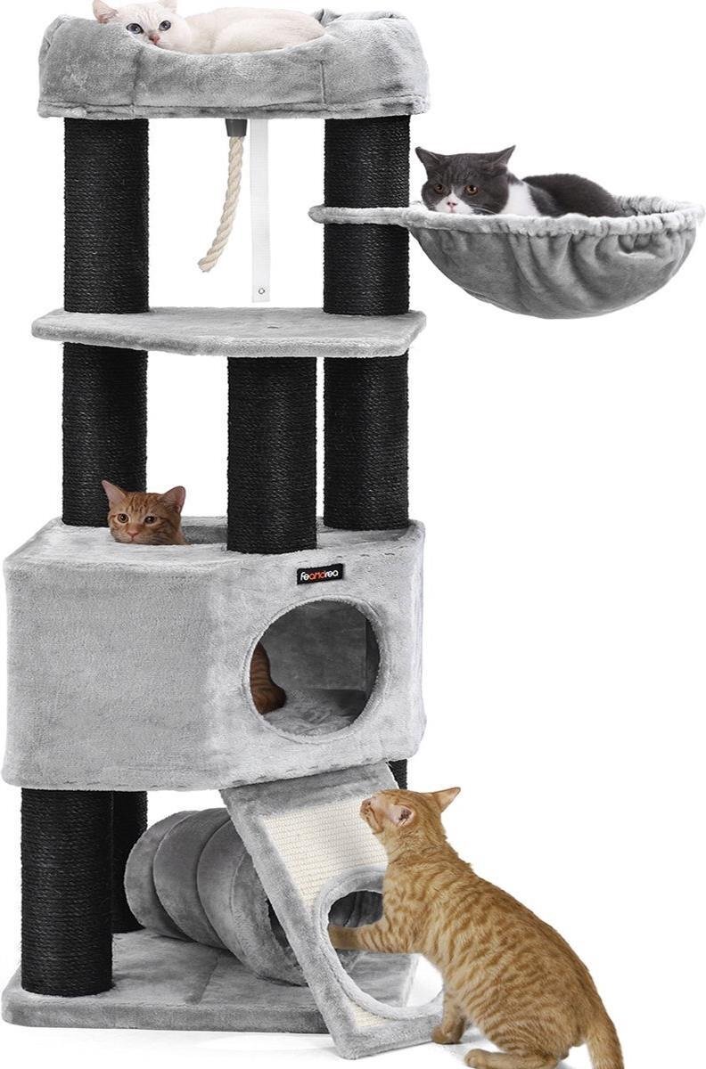 Nancy's Kattenboom XL - Luxe Kattenhuis - Krabpaal - Katten grijs