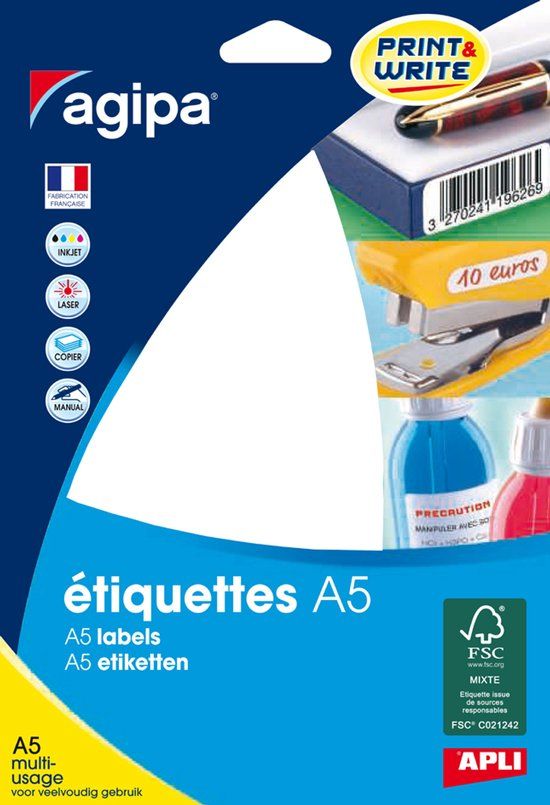 Agipa Universele etiketten, 12 x 18,3 mm, wit