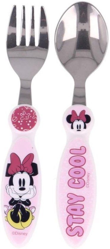4KidsOnly Minnie Mouse Metalen bestek - vork/lepel - 2-delig