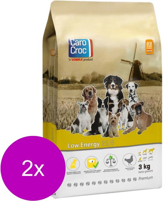 CAROCROC Low Energy Vlees&Gevogelte - Hondenvoer - 2 x 3 kg